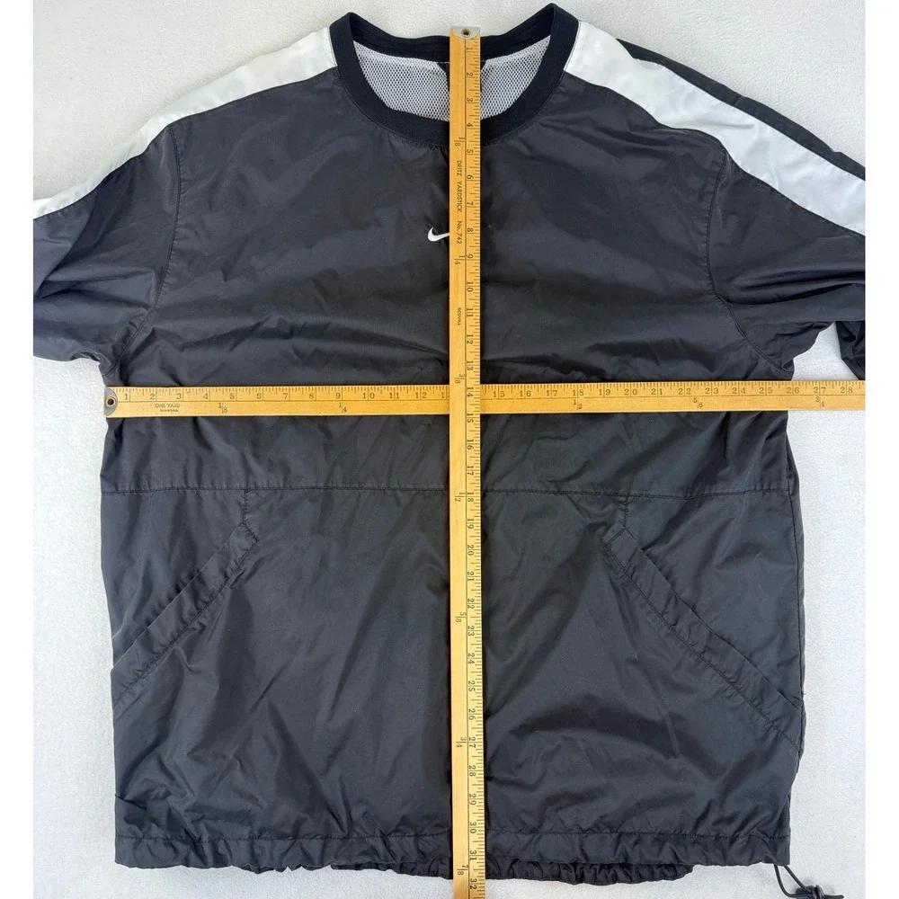 Nike Windbreaker Pullover Mens XL Black White Mesh Lined Side Stripe Swoosh FLAW